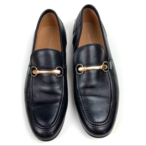 Saks Fifth Avenue Black Leather Firenze Loafer - Picture 2 of 7